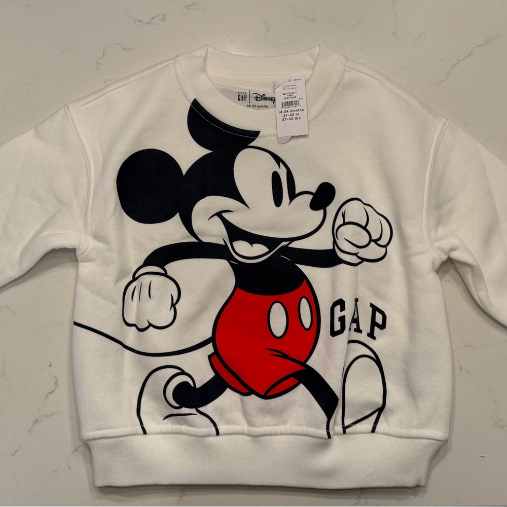 GAP x Disney Baby & Toddler Vintage Soft Mickey Mouse Sweatshirt, New with tags